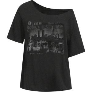 image:imageWomens Off The Shoulder Tops Gothic Graphic Tee Y2k Grunge Vintage Oversized T Shirts Trendy OutfitsDeep Black