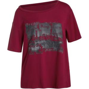 image:imageWomens Off The Shoulder Tops Gothic Graphic Tee Y2k Grunge Vintage Oversized T Shirts Trendy OutfitsPure Burgundy