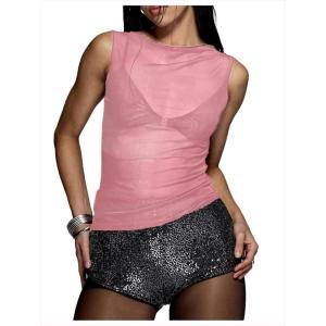 image:imageWomens Sheer Mesh Tank Top Sleeveless Slim Fit Fitted Summer Shirts Going Out TopsPink