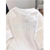 image:imageWomens 3D Embossed Letter Tees Crew Neck Short Sleeve T Shirts Streetwear TopsWhite