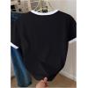 image:imageWomens Beaded Sequin Bowknot T Shirt Short Sleeve Crew Neck Embroidery Trendy Tee Y2k TopsBlack and White