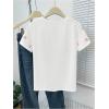 image:imageWomens Beaded Sequin Bowknot T Shirt Short Sleeve Crew Neck Embroidery Trendy Tee Y2k TopsBow White