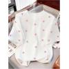 image:imageWomens Beaded Sequin Bowknot T Shirt Short Sleeve Crew Neck Embroidery Trendy Tee Y2k TopsBow White