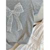 image:imageWomens Beaded Sequin Bowknot T Shirt Short Sleeve Crew Neck Embroidery Trendy Tee Y2k TopsLight Grey