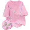 image:imageWomens Beaded Sequin Bowknot T Shirt Short Sleeve Crew Neck Embroidery Trendy Tee Y2k TopsLight Pink