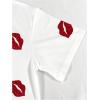 image:imageWomens Beaded Sequin Bowknot T Shirt Short Sleeve Crew Neck Embroidery Trendy Tee Y2k TopsLip White