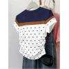 image:imageWomens Beaded Sequin Bowknot T Shirt Short Sleeve Crew Neck Embroidery Trendy Tee Y2k TopsMulticolor Blue