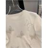 image:imageWomens Beaded Sequin Bowknot T Shirt Short Sleeve Crew Neck Embroidery Trendy Tee Y2k TopsWhite