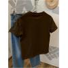 image:imageWomens Beaded Sequin Tops Bowknot Bow T Shirt Short Sleeve Crewneck Trendy Tee Top Y2k TopsBrown