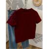 image:imageWomens Beaded Sequin Tops Bowknot Bow T Shirt Short Sleeve Crewneck Trendy Tee Top Y2k TopsBurgundy