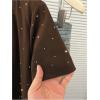 image:imageWomens Beaded Sequin Tops Bowknot Bow T Shirt Short Sleeve Crewneck Trendy Tee Top Y2k TopsShine Brown