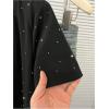 image:imageWomens Beaded Sequin Tops Bowknot Bow T Shirt Short Sleeve Crewneck Trendy Tee Top Y2k TopsSoft Black