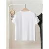 image:imageWomens Beaded Sequin Tops Bowknot Bow T Shirt Short Sleeve Crewneck Trendy Tee Top Y2k TopsWhite Solid
