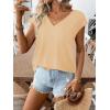 image:imageWomens Bow Shirts Short Cap Sleeve V Neck Asymmetrical Backless Tops Elegant Casual Summer TopsApricot