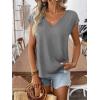 image:imageWomens Bow Shirts Short Cap Sleeve V Neck Asymmetrical Backless Tops Elegant Casual Summer TopsLight Grey