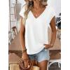 image:imageWomens Bow Shirts Short Cap Sleeve V Neck Asymmetrical Backless Tops Elegant Casual Summer TopsWhite and Black