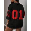 image:imageWomens Camo Jersey Shirts Half Sleeve V Neck Number Graphic Tees Sports Football Jersey StreetwearBlack Red