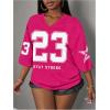 image:imageWomens Camo Jersey Shirts Half Sleeve V Neck Number Graphic Tees Sports Football Jersey StreetwearHot Pink