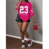 image:imageWomens Camo Jersey Shirts Half Sleeve V Neck Number Graphic Tees Sports Football Jersey StreetwearHot Pink