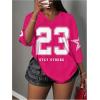 image:imageWomens Camo Jersey Shirts Half Sleeve V Neck Number Graphic Tees Sports Football Jersey StreetwearHot Pink