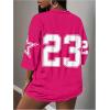 image:imageWomens Camo Jersey Shirts Half Sleeve V Neck Number Graphic Tees Sports Football Jersey StreetwearHot Pink