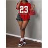 image:imageWomens Camo Jersey Shirts Half Sleeve V Neck Number Graphic Tees Sports Football Jersey StreetwearLetter Red