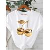 image:imageWomens Cherry Graphic Tees Crew Neck Short Sleeve T Shirts Cute Tops Summer OutfitsWhite