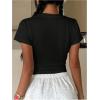 image:imageWomens Cropped Letter Graphic T Shirt Crewneck Short Sleeve Slogan Tee StreetwearBlack