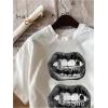 image:imageWomens Cute Bowknot Graphic Tees Crewneck Short Sleeve T Shirts Casual Summer TopsWhite Lips