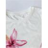 image:imageWomens Floral Graphic Tees Crew Neck Cap Sleeve T Shirts Side Ruched Cute TopsMulticolor