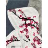 image:imageWomens Floral Hooded T Shirt Long Sleeve Tee Cinched Waist Tops Cherry Blossom TopWhite and Red
