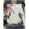 image:imageWomens Floral Hooded T Shirt Long Sleeve Tee Cinched Waist Tops Cherry Blossom TopWhite and Red