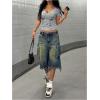 image:imageWomens Gothic Y2K Rhinestone Graphic Tees V Neck Short Sleeve Fitted Crop Tops Street T ShirtGrey