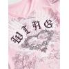 image:imageWomens Gothic Y2K Rhinestone Graphic Tees V Neck Short Sleeve Fitted Crop Tops Street T ShirtLight Pink