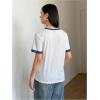 image:imageWomens Graphic Cherry Bow Tees Casual Letter Print Round Neck T Shirt Summer Short Sleeve Trendy TopsWhite Bow Blue