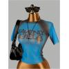 image:imageWomens Graphic Print Sheer Crop Tees Short Sleeve Crew Neck TShirts Going Out TopsBlue