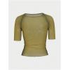image:imageWomens Graphic Print Sheer Crop Tees Short Sleeve Crew Neck TShirts Going Out TopsGreen