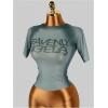 image:imageWomens Graphic Print Sheer Crop Tees Short Sleeve Crew Neck TShirts Going Out TopsGrey