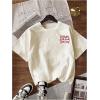 image:imageWomens Letter Graphic Tees Crew Neck Short Sleeve T Shirts Summer OutfitsApricot