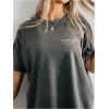 image:imageWomens Letter Graphic Tees Crew Neck Short Sleeve T Shirts Summer OutfitsDark Grey
