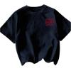 image:imageWomens Letter Graphic Tees Crew Neck Short Sleeve T Shirts Summer OutfitsDeep Blue