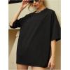 image:imageWomens Letter Graphic Tees Crew Neck Short Sleeve T Shirts Summer OutfitsLetter Black