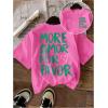 image:imageWomens Letter Graphic Tees Crew Neck Short Sleeve T Shirts Summer OutfitsPink