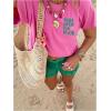 image:imageWomens Letter Graphic Tees Crew Neck Short Sleeve T Shirts Summer OutfitsPink