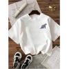 image:imageWomens Letter Graphic Tees Crew Neck Short Sleeve T Shirts Summer OutfitsWhite and Blue