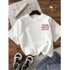 image:imageWomens Letter Graphic Tees Crew Neck Short Sleeve T Shirts Summer OutfitsWhite and Red