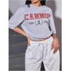 image:imageWomens Letter Print Graphic Tees Y2K Half Sleeve Elastic Waist Crew Neck Summer T ShirtsGrey