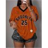 image:imageWomens Mesh Oversized Jersey Shirts Y2K Number Striped Half Sleeve Basketball Football JerseyMulticolor
