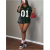 image:imageWomens Number Graphic Mesh Oversized Jersey Shirts Y2K Half Sleeve V Neck Athletic ShirtsMulticolor
