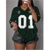 image:imageWomens Number Graphic Mesh Oversized Jersey Shirts Y2K Half Sleeve V Neck Athletic ShirtsMulticolor